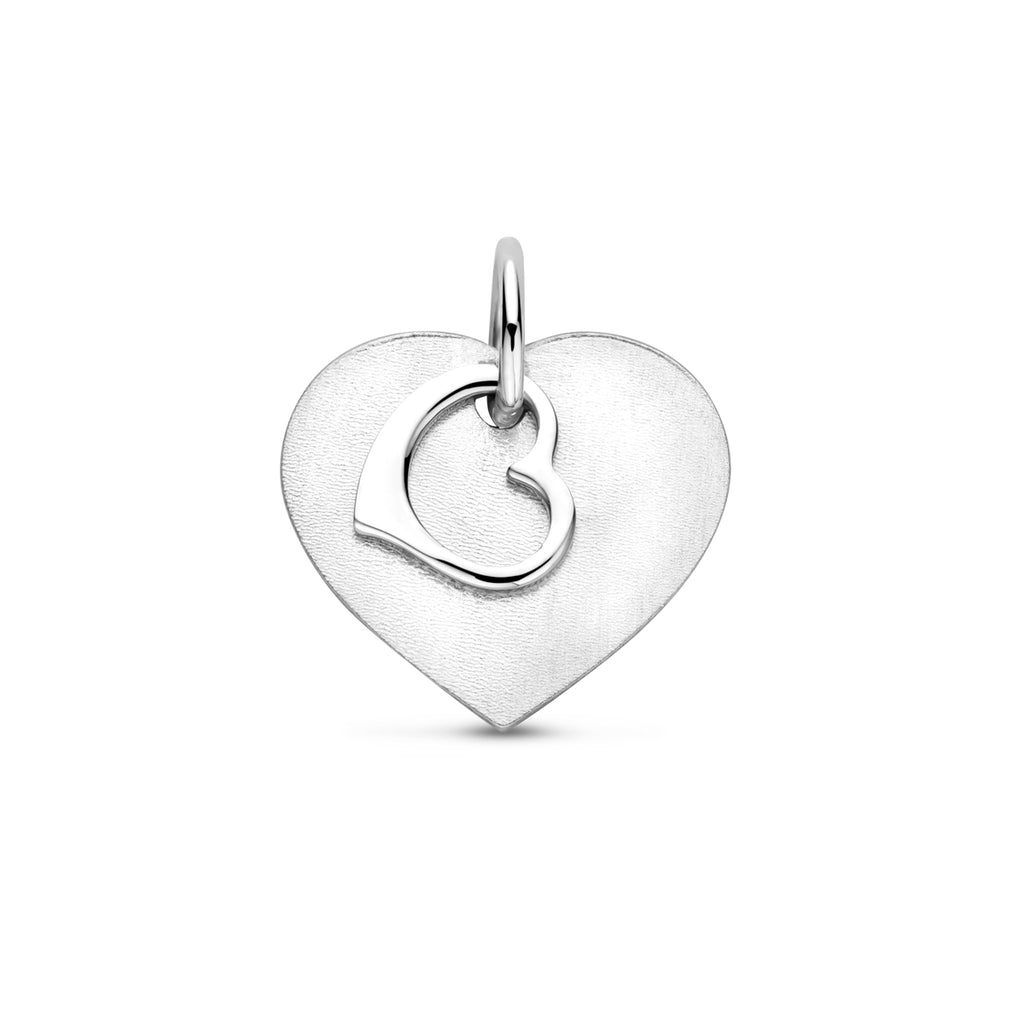Gravuranhänger Herz poliert/matt 13 mm rhodiniertes Silber
