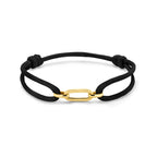 armband satijn zwart 13 - 26 cm 14K goud met rubber/nylon/leer