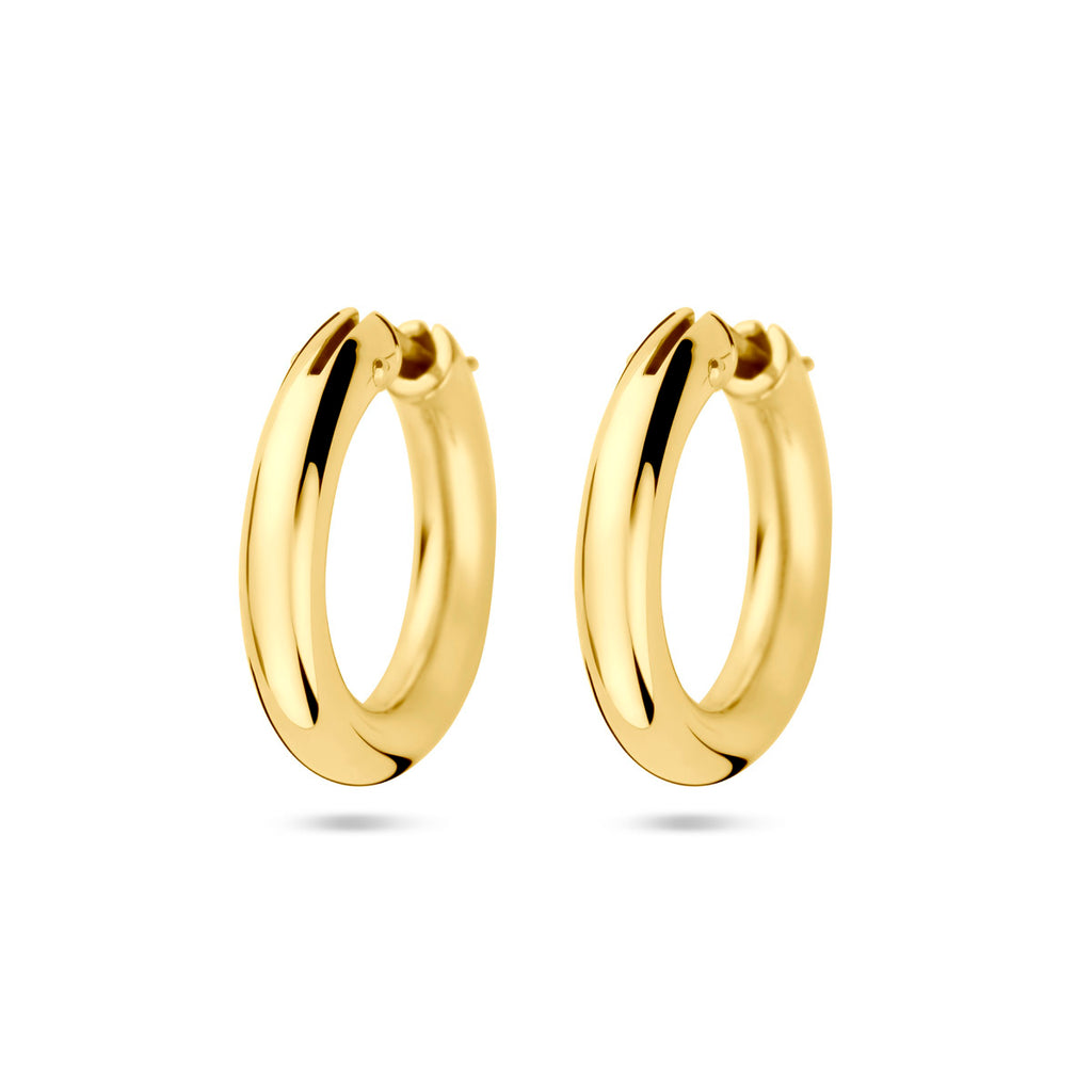 oorringen 4 mm buis 14K geelgoud