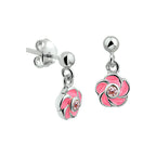 oorhangers bloem zirkonia emaille zilver gerhodineerd