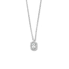 Zirkonia-Halskette 41 + 4 cm Halo-Silber rhodiniert