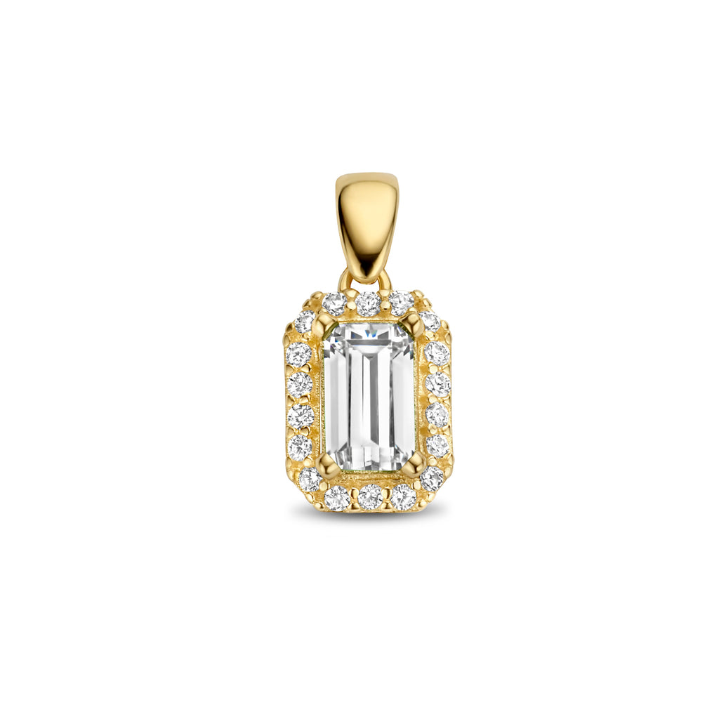 Anhänger Zirkonia Halo 12 mm 14K Gelbgold