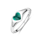Ring Herz Malachit rhodiniertes Silber