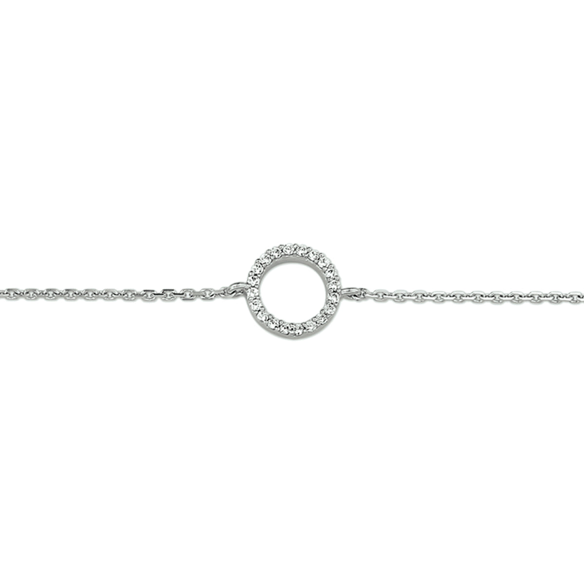 Armband Zirkonia 1,0 mm 15,5 + 2,5 cm Silber rhodiniert