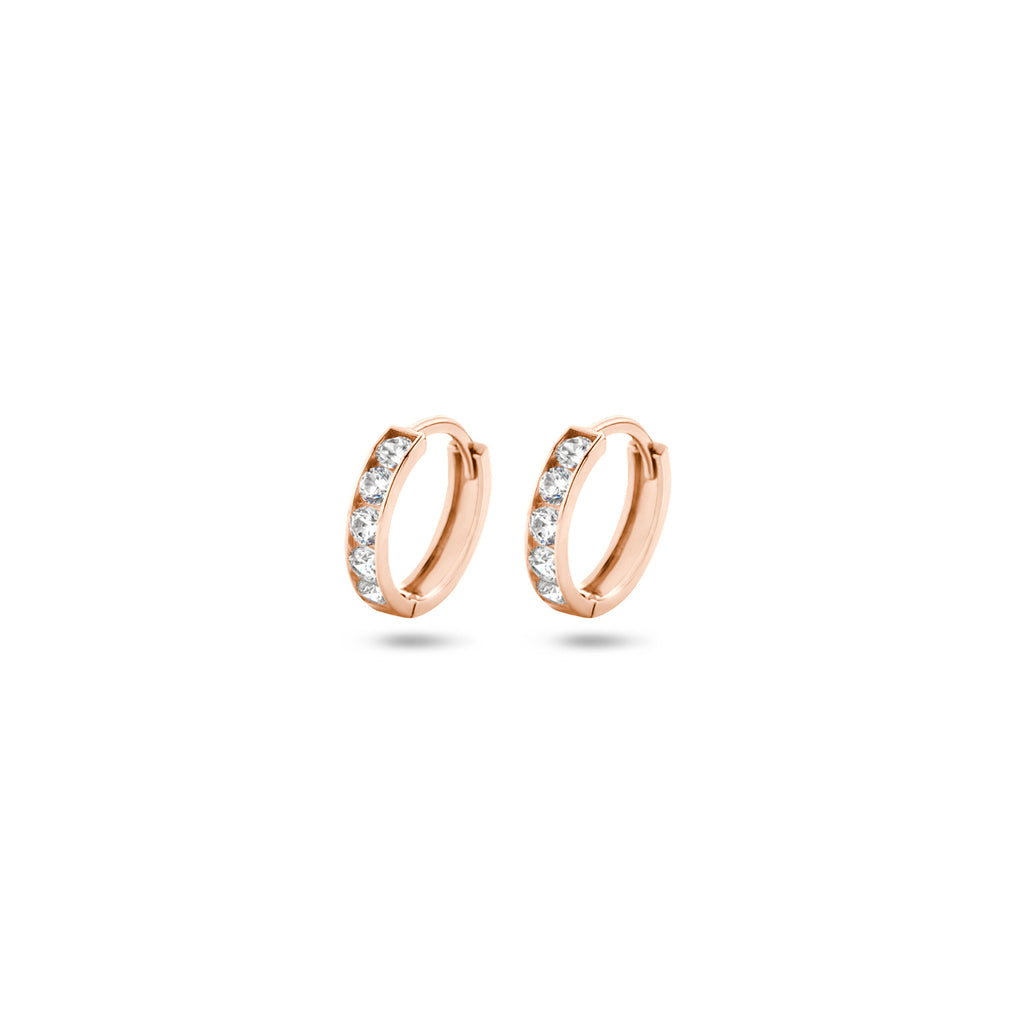 Klappcreolen Zirkonia 9 mm 14K Roségold
