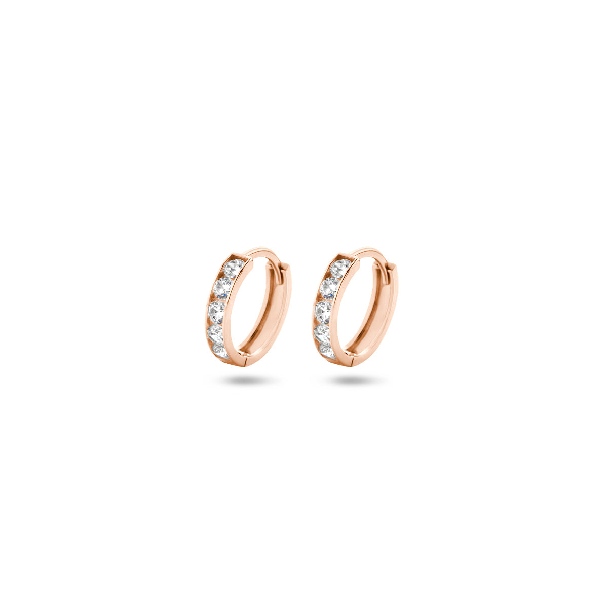 Klappcreolen Zirkonia 9 mm 14K Roségold