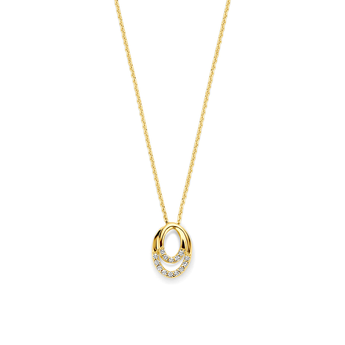 collier zirkonia 40 - 42 - 44 cm 14K geelgoud