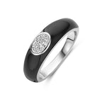 ring zwart emaille en zirkonia zilver gerhodineerd