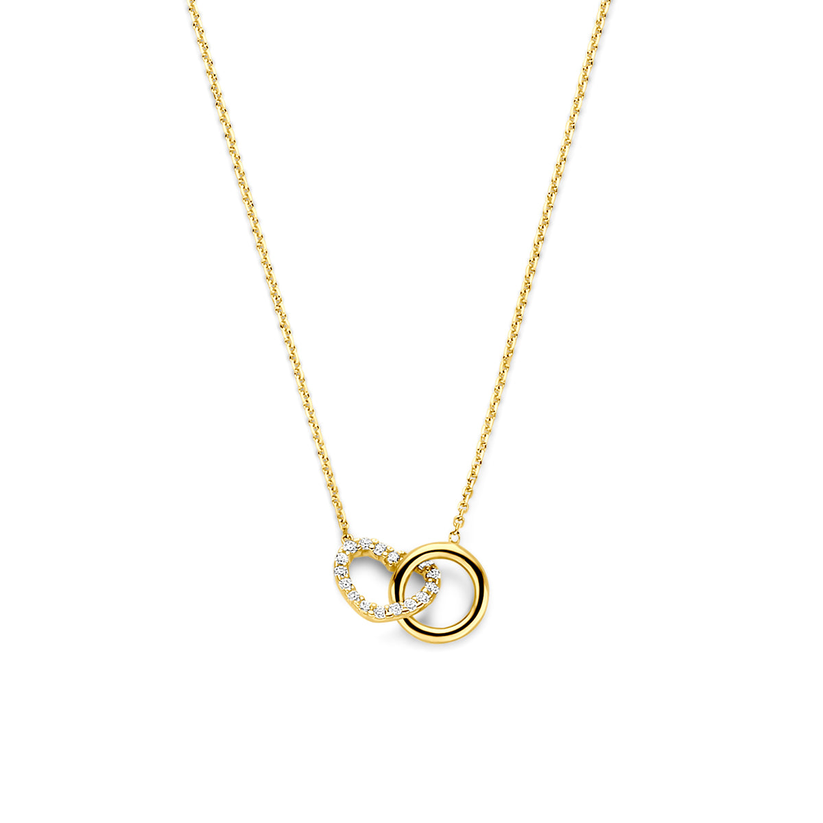 Halskette Herz Zirkonia 40 - 42 - 44 cm 14K Gelbgold