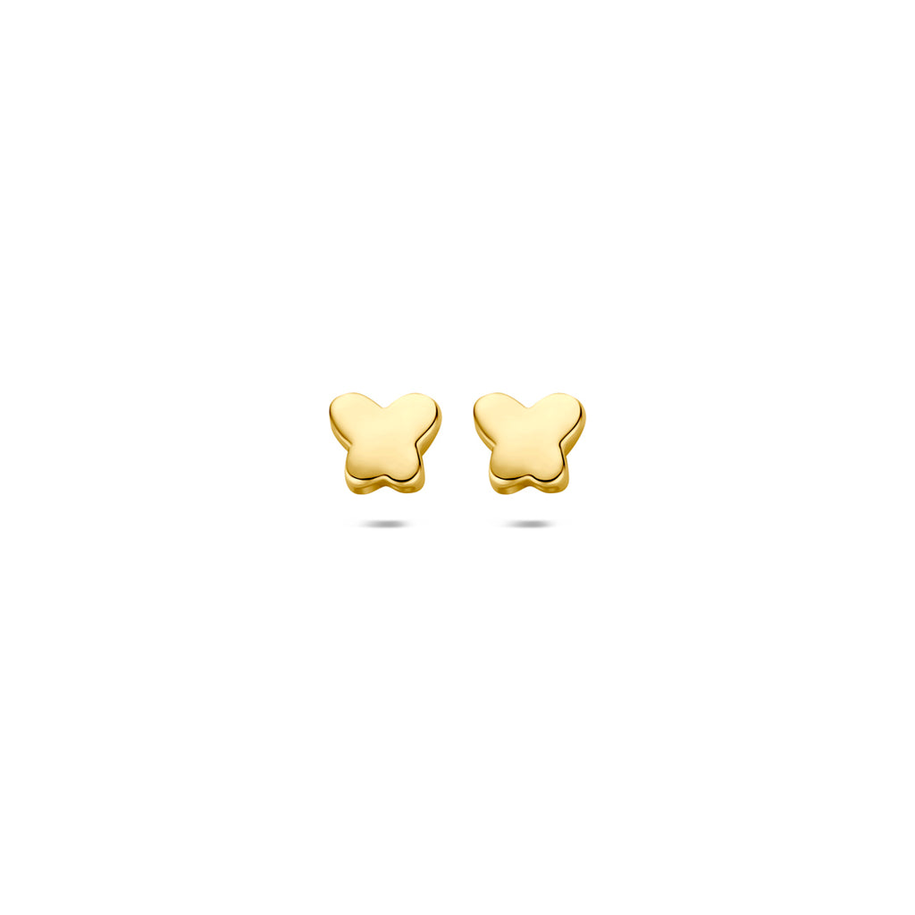 oorknoppen vlinder 4,5 mm 14K geelgoud