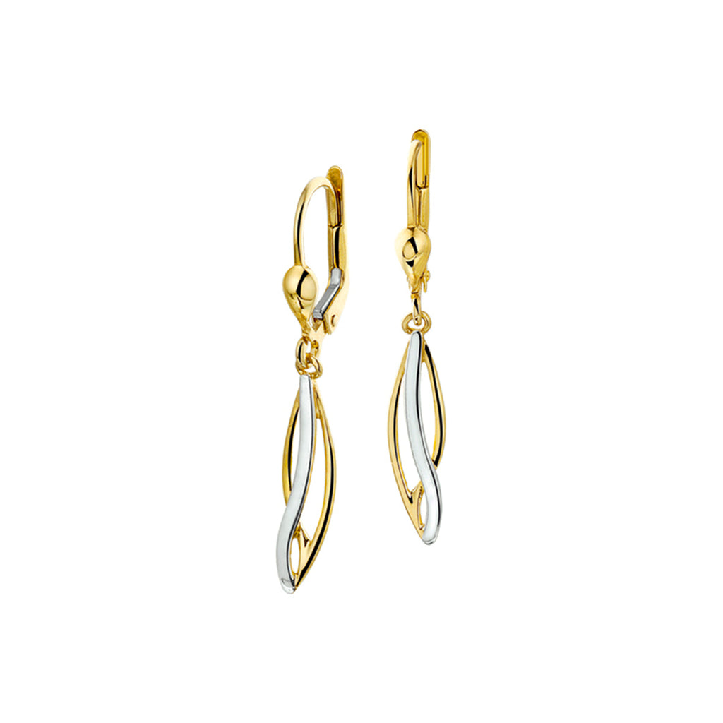 oorhangers brisur haak bicolor gestift 14K geelgoud