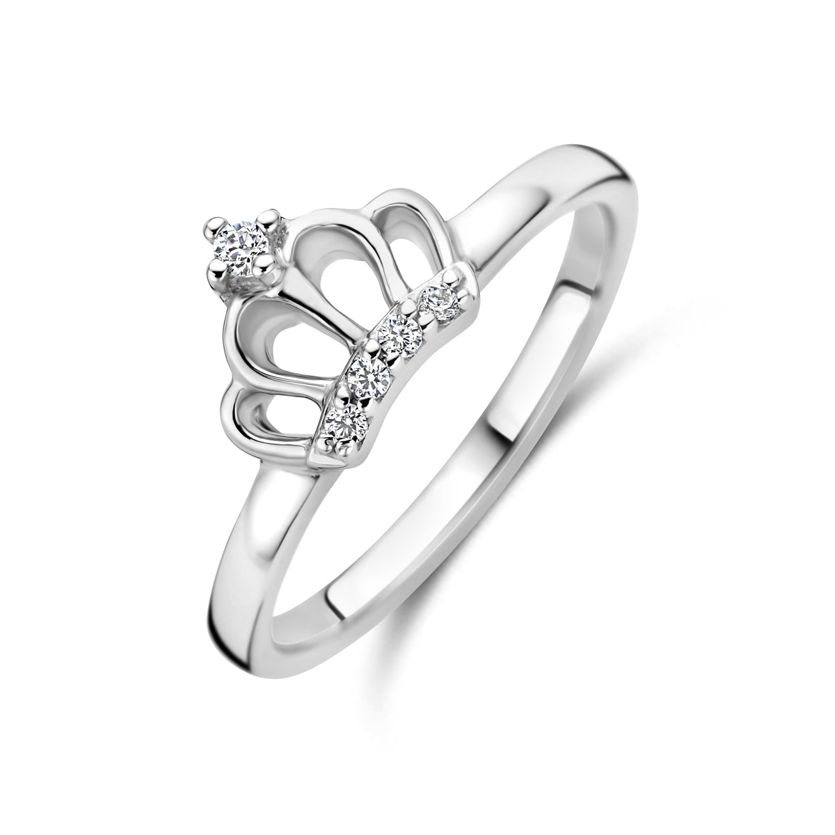Ring Krone Zirkonia Silber rhodiniert