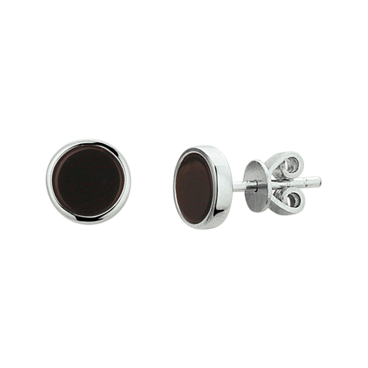 Ohrstecker Onyx Silber rhodiniert