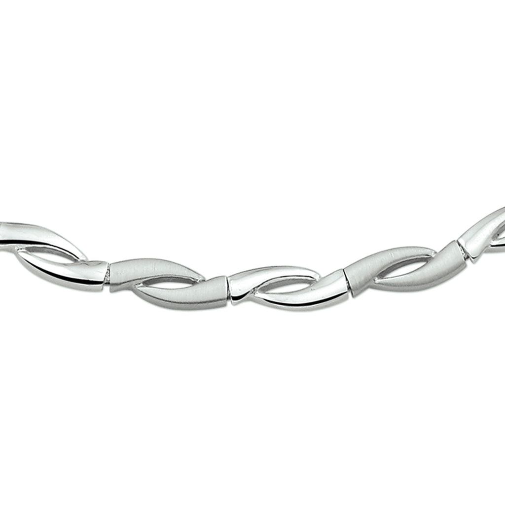 Halskette poliert/matt 6,0 mm 45 cm Silber rhodiniert