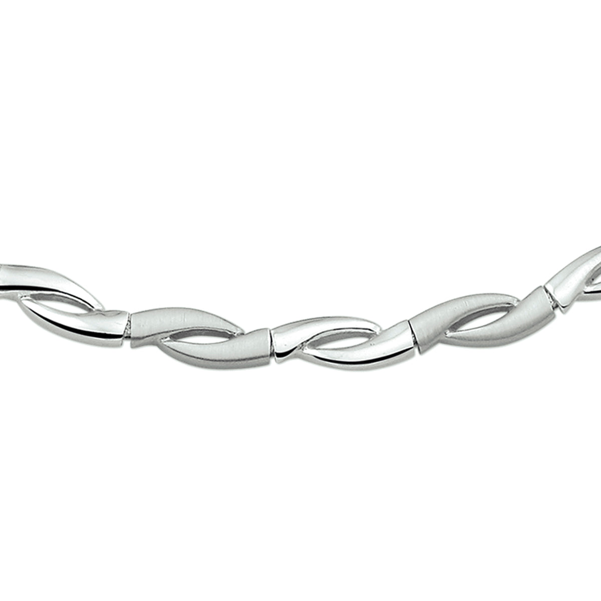 Halskette poliert/matt 6,0 mm 45 cm Silber rhodiniert