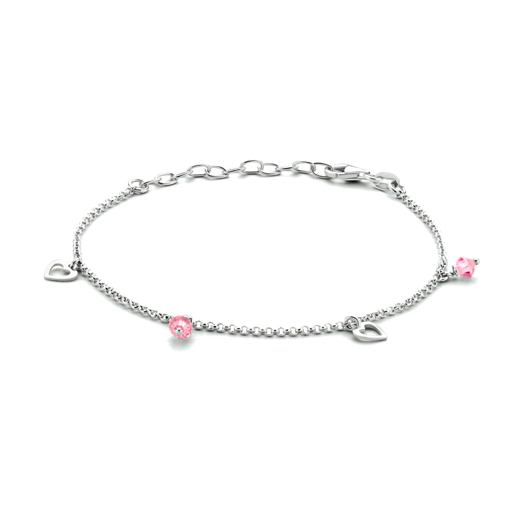 Fußkettchen Herzen 18 + 4 cm Silber rhodiniert