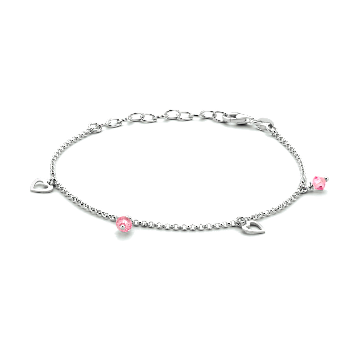 Fußkettchen Herzen 18 + 4 cm Silber rhodiniert