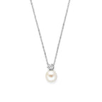 collier parel en zirkonia 42 + 3 cm zilver gerhodineerd
