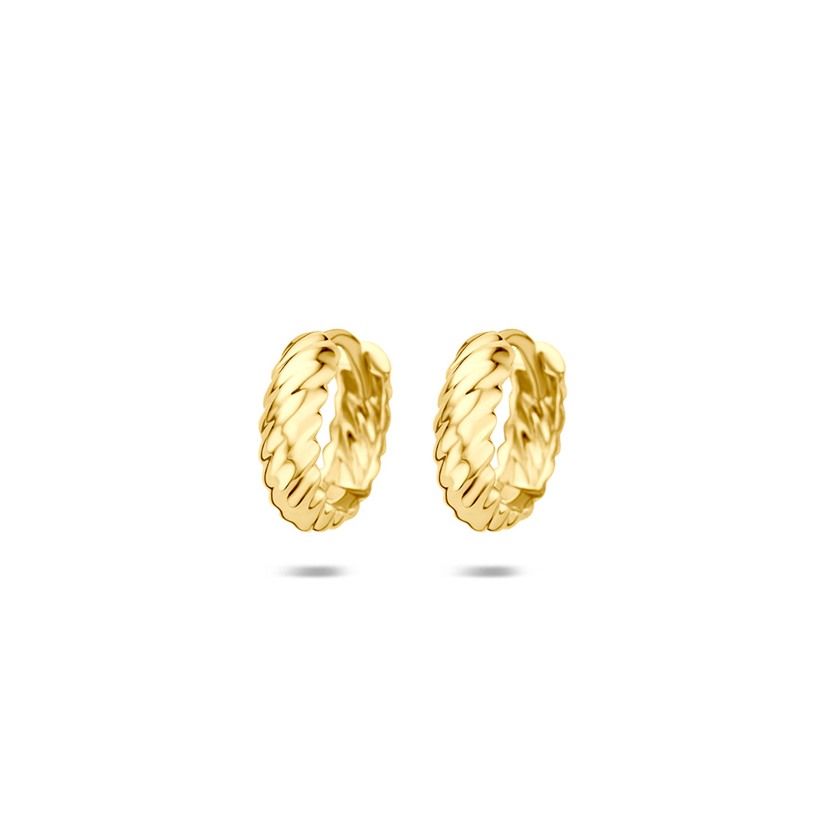 klapoorringen gedraaid buis 3,5 mm 14K geelgoud - gedraaid