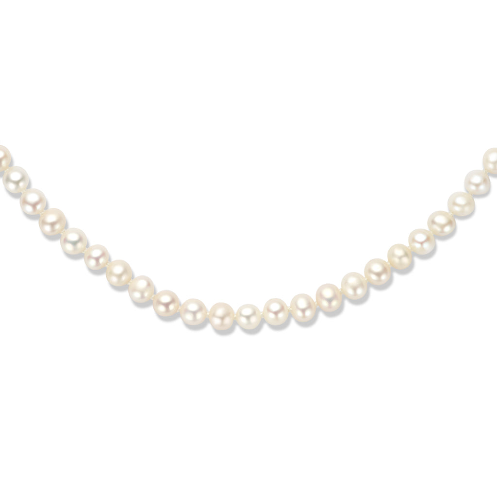 Halskette Perle 5,5 mm 42 + 4 cm Silber rhodiniert