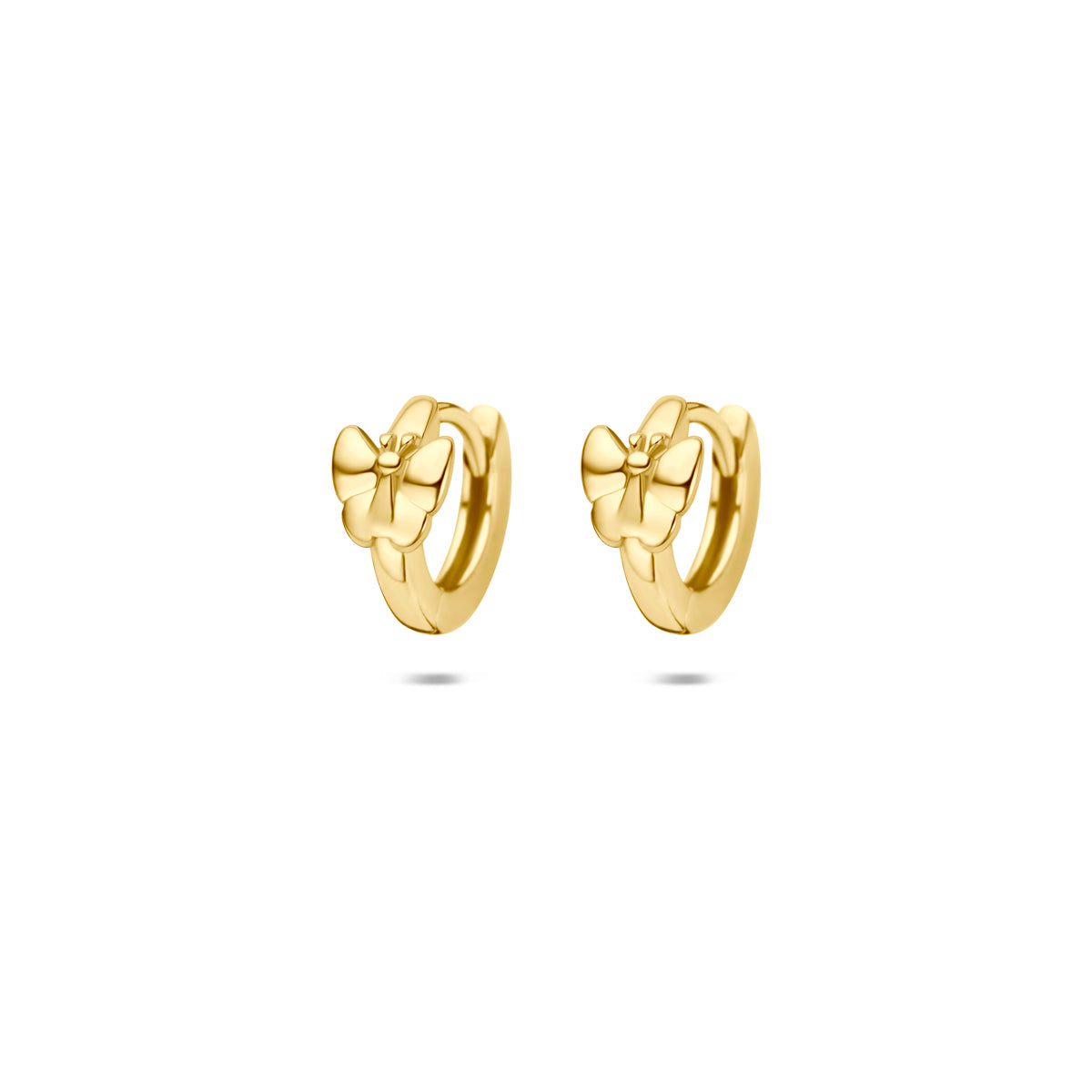 klapoorringen vlinder 10 mm 1 micron zilver verguld (geel)