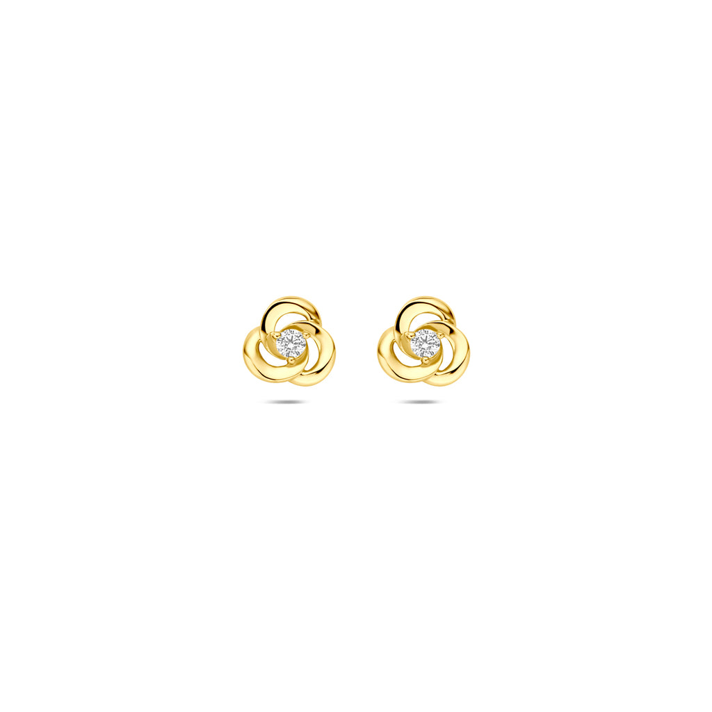 oorknoppen zirkonia 6,5 mm 14K geelgoud