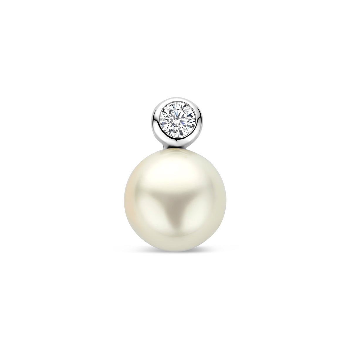 hanger parel en zirkonia 13,5 mm zilver gerhodineerd