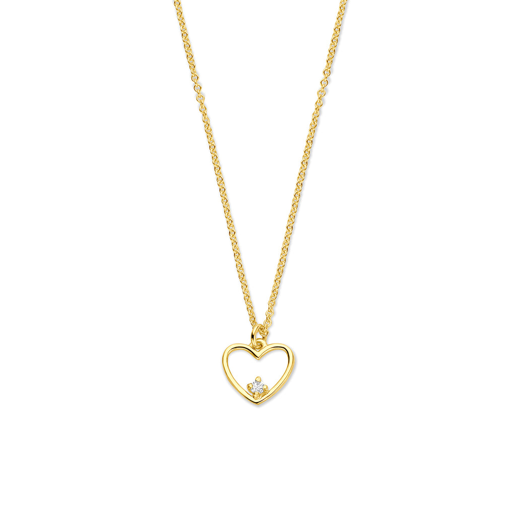 collier hartje diamant 0.02ct h si 40 + 4 cm 14K geelgoud
