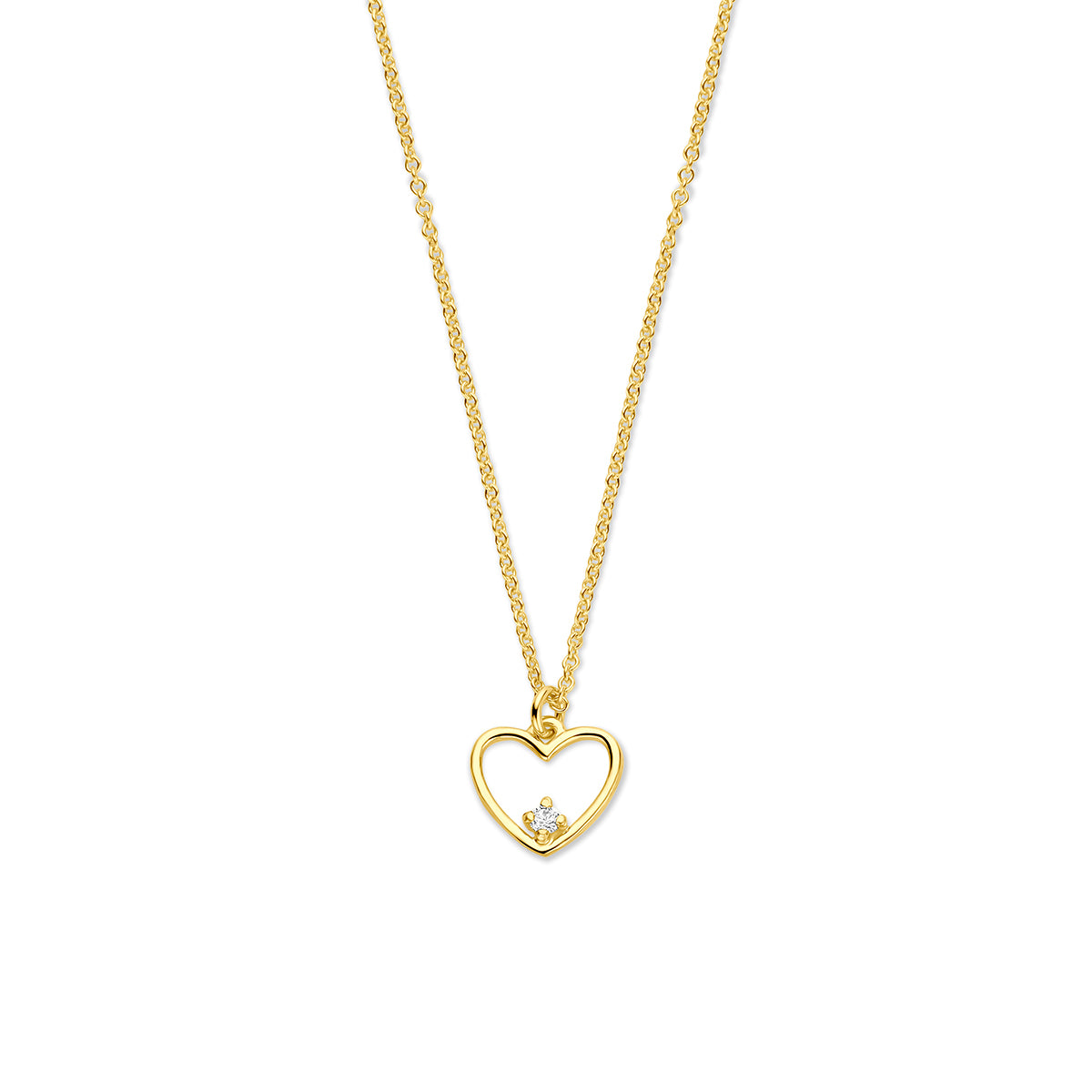 collier hartje diamant 0.02ct h si 40 + 4 cm 14K geelgoud