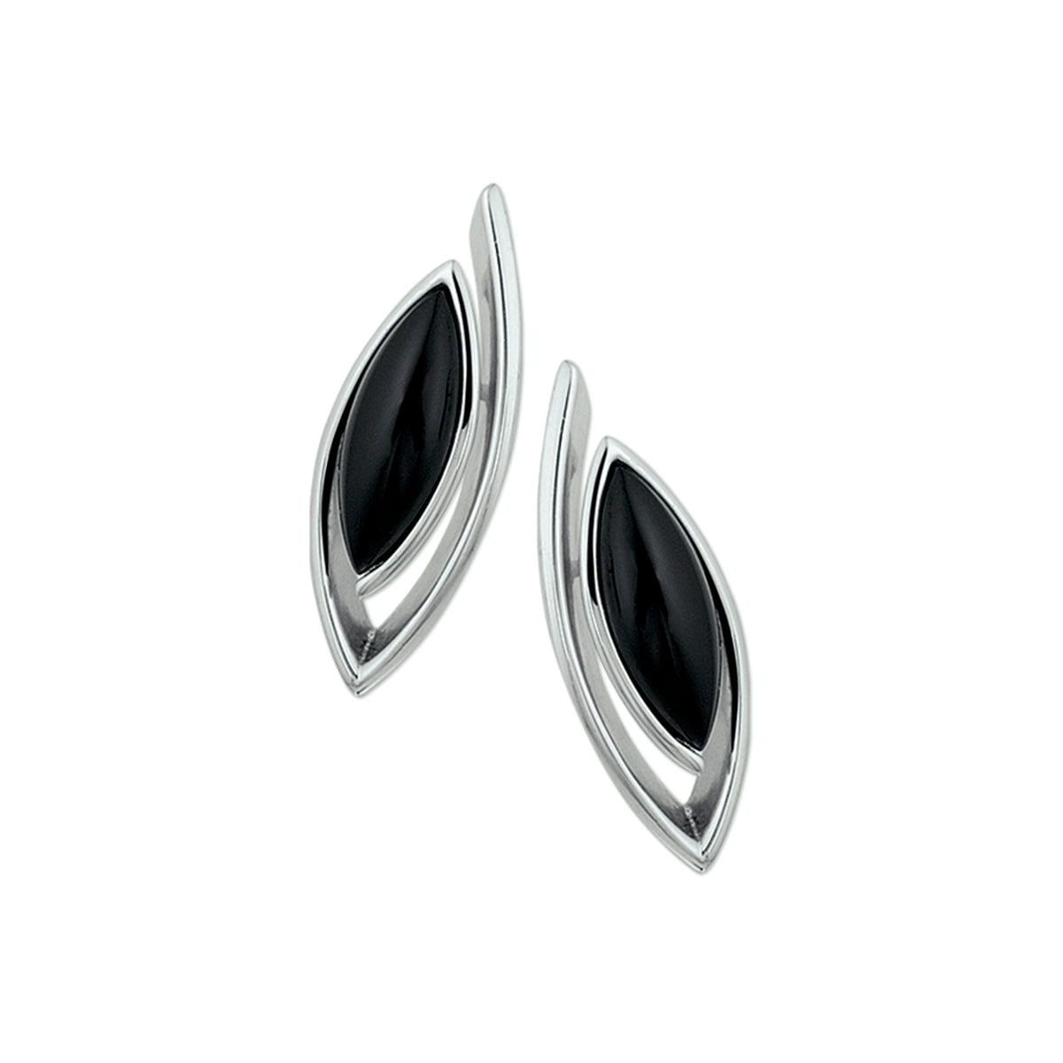 Ohrstecker Onyx Silber rhodiniert