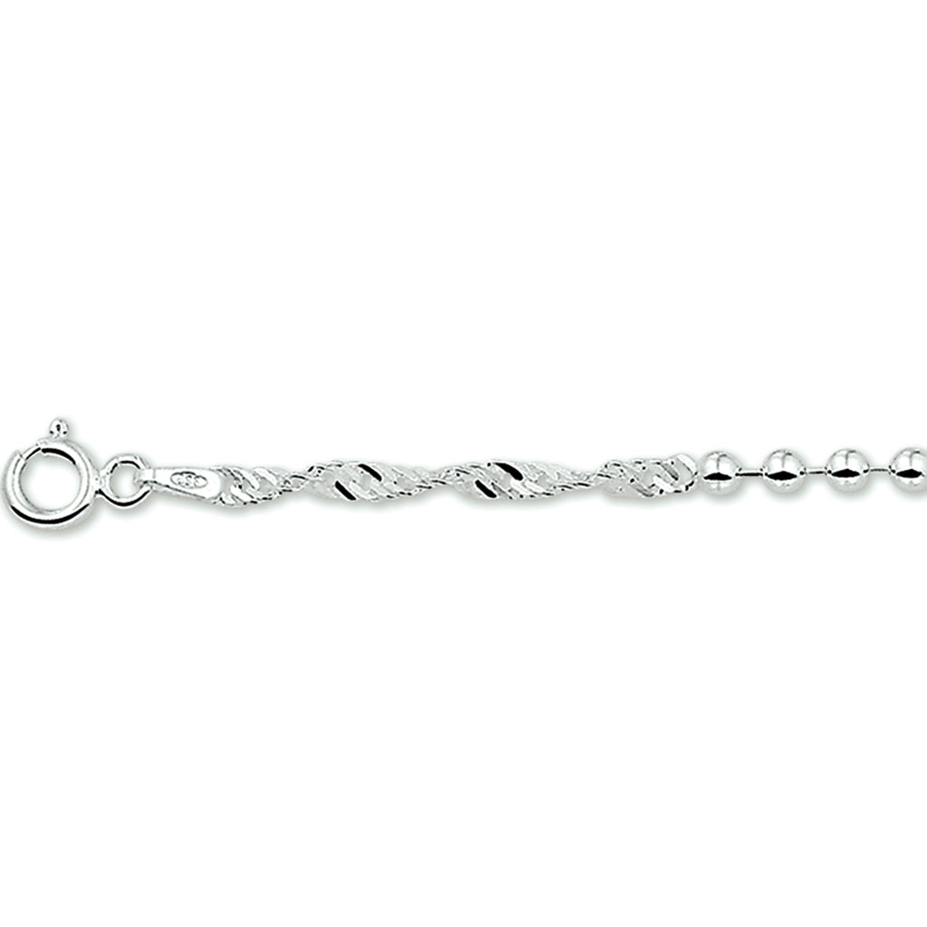 Armband Singapur und Kugeln 3,0 mm 18 cm silberweiß