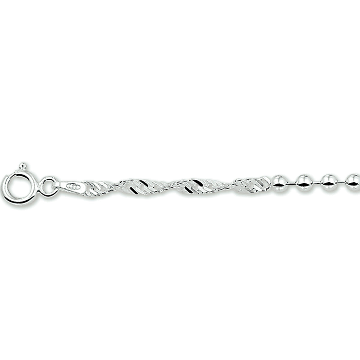 Armband Singapur und Kugeln 3,0 mm 18 cm silberweiß