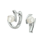 klapoorringen parel zilver gerhodineerd