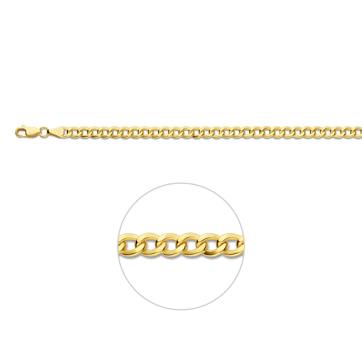 gourmette 4 zijdes geslepen massief 5,0 mm silgold (geel met zilverkern)