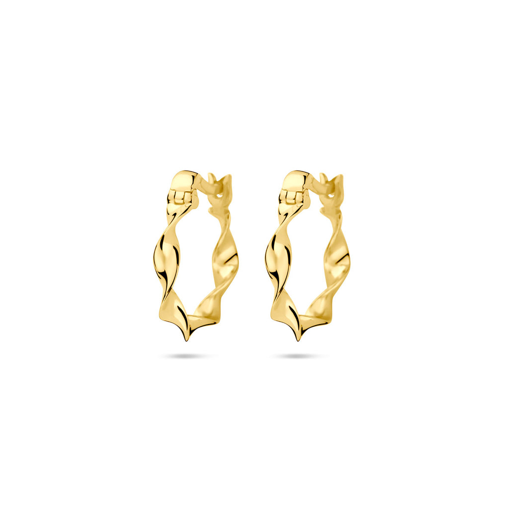 oorringen gedraaid 3 mm buis 14K geelgoud