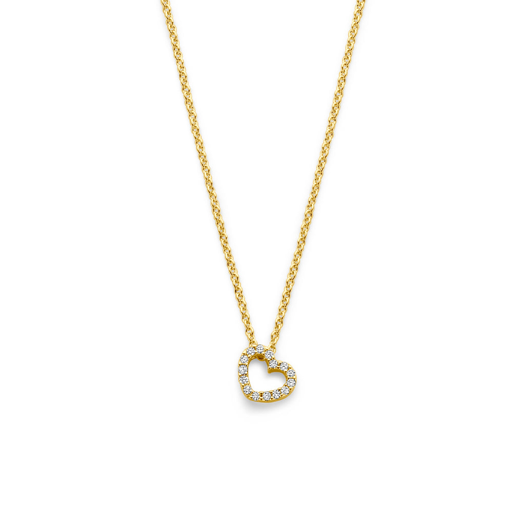 collier hartje diamant 0.04ct h si 40 - 42 - 44 cm 14K geelgoud
