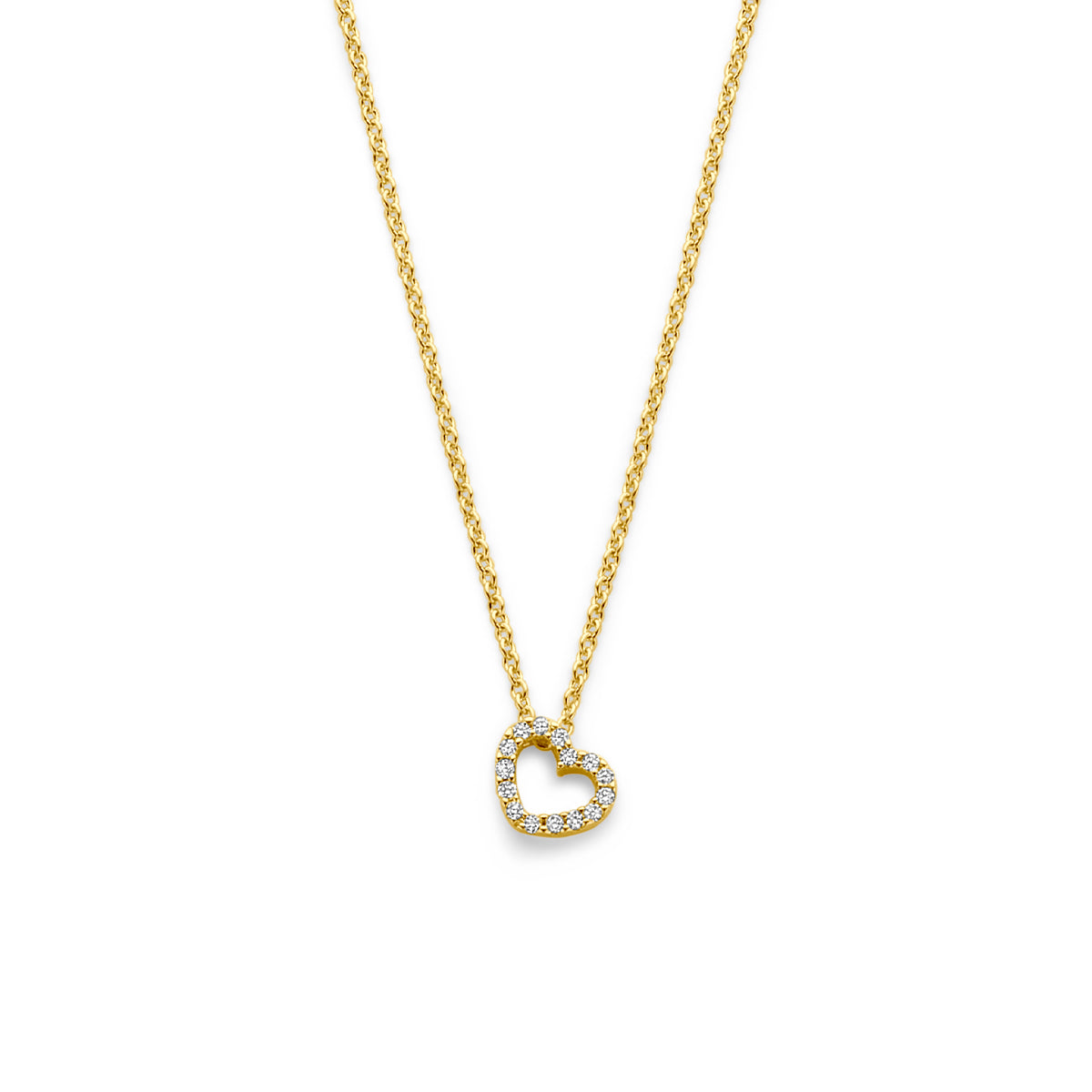 collier hartje diamant 0.04ct h si 40 - 42 - 44 cm 14K geelgoud