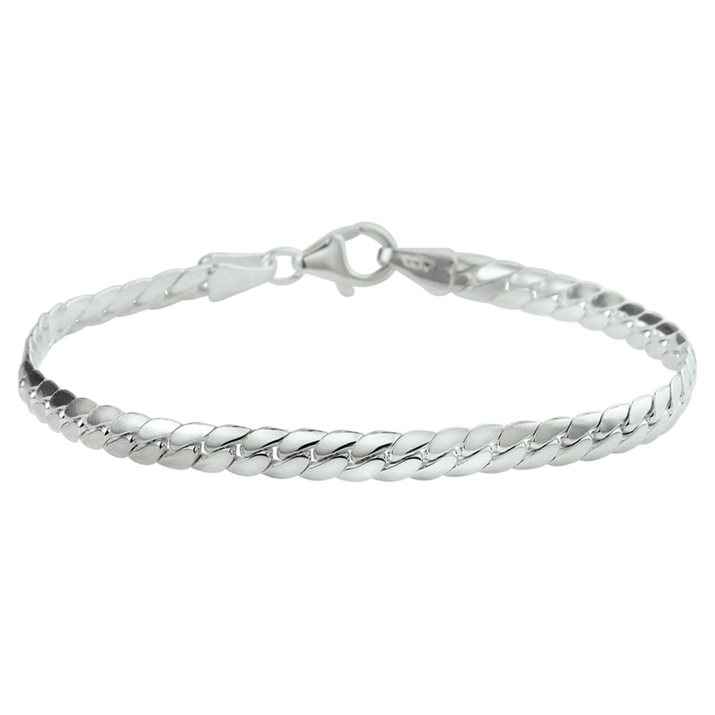 Armband Gourmetschliff flach (gewölbt) 4,5 mm Silber weiß