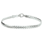 Armband Gourmetschliff flach (gewölbt) 4,5 mm Silber weiß