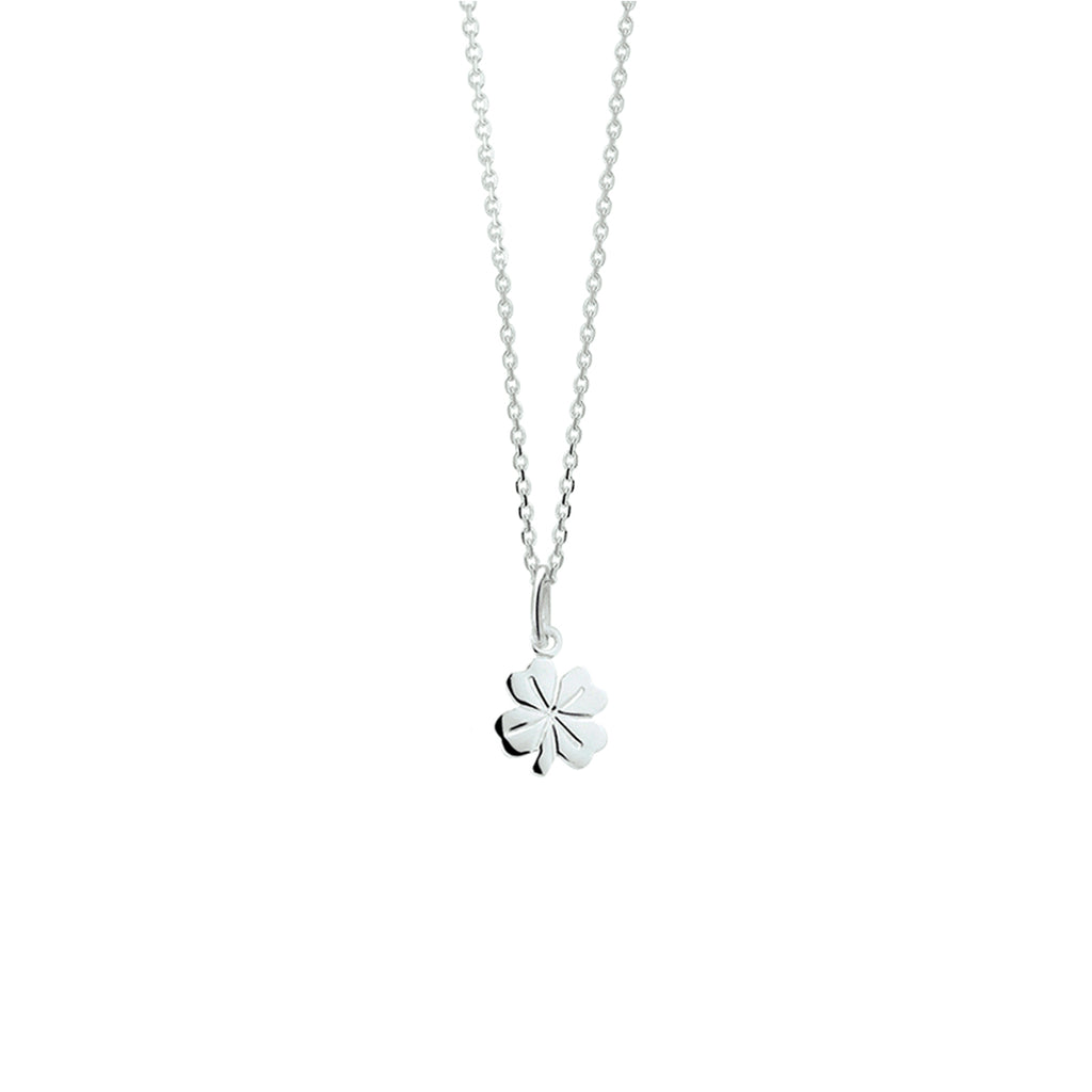 collier klavertje 41 + 4 cm zilver wit