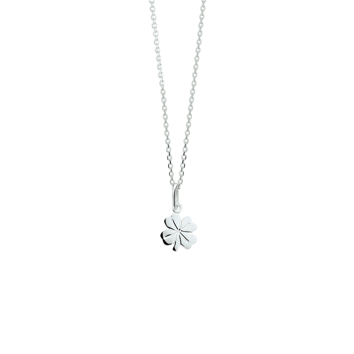 collier klavertje 41 + 4 cm zilver wit