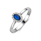 ring saffier zirkonia zilver gerhodineerd