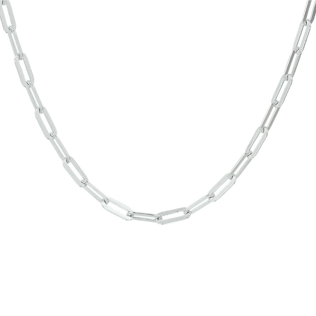 Halskette Büroklammer Flachrohr 3,8 mm 41 + 4 cm Silber rhodiniert