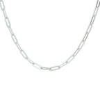 Halskette Büroklammer Flachrohr 3,8 mm 41 + 4 cm Silber rhodiniert