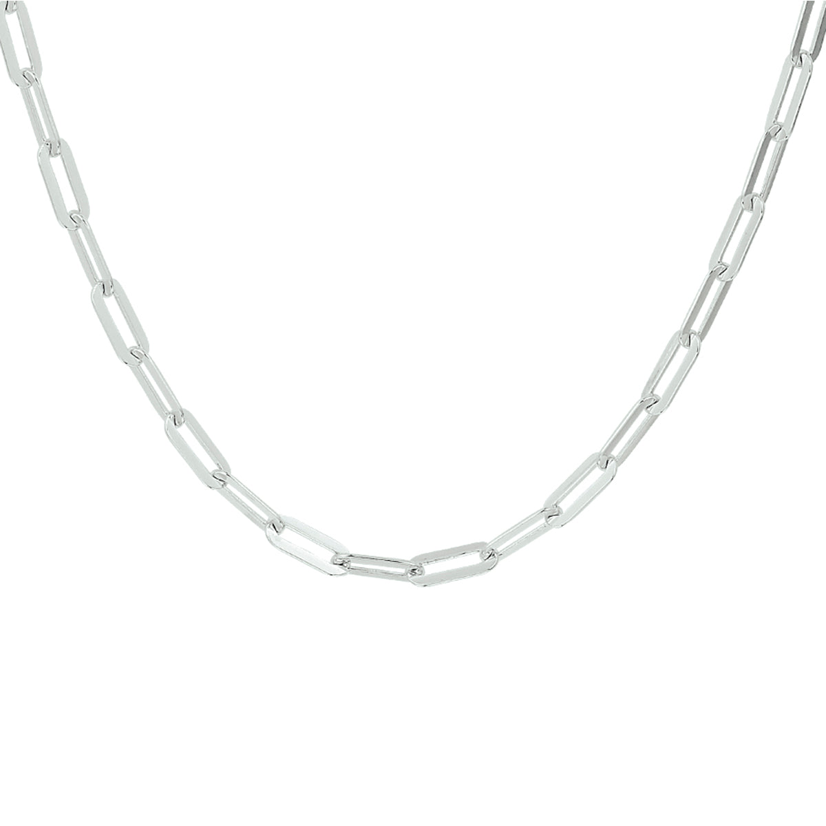 Halskette Büroklammer Flachrohr 3,8 mm 41 + 4 cm Silber rhodiniert