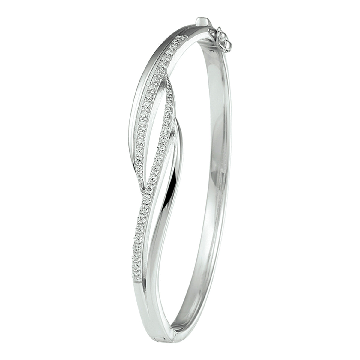 bangle scharnier zirkonia 11 x 60 mm zilver gerhodineerd