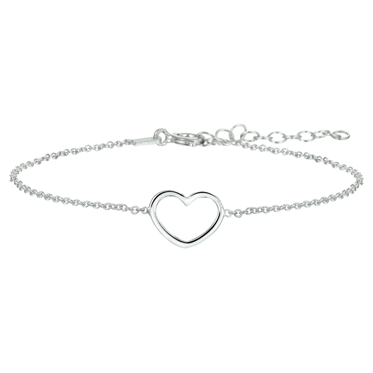 Armband Herz 16 + 3 cm Silber rhodiniert