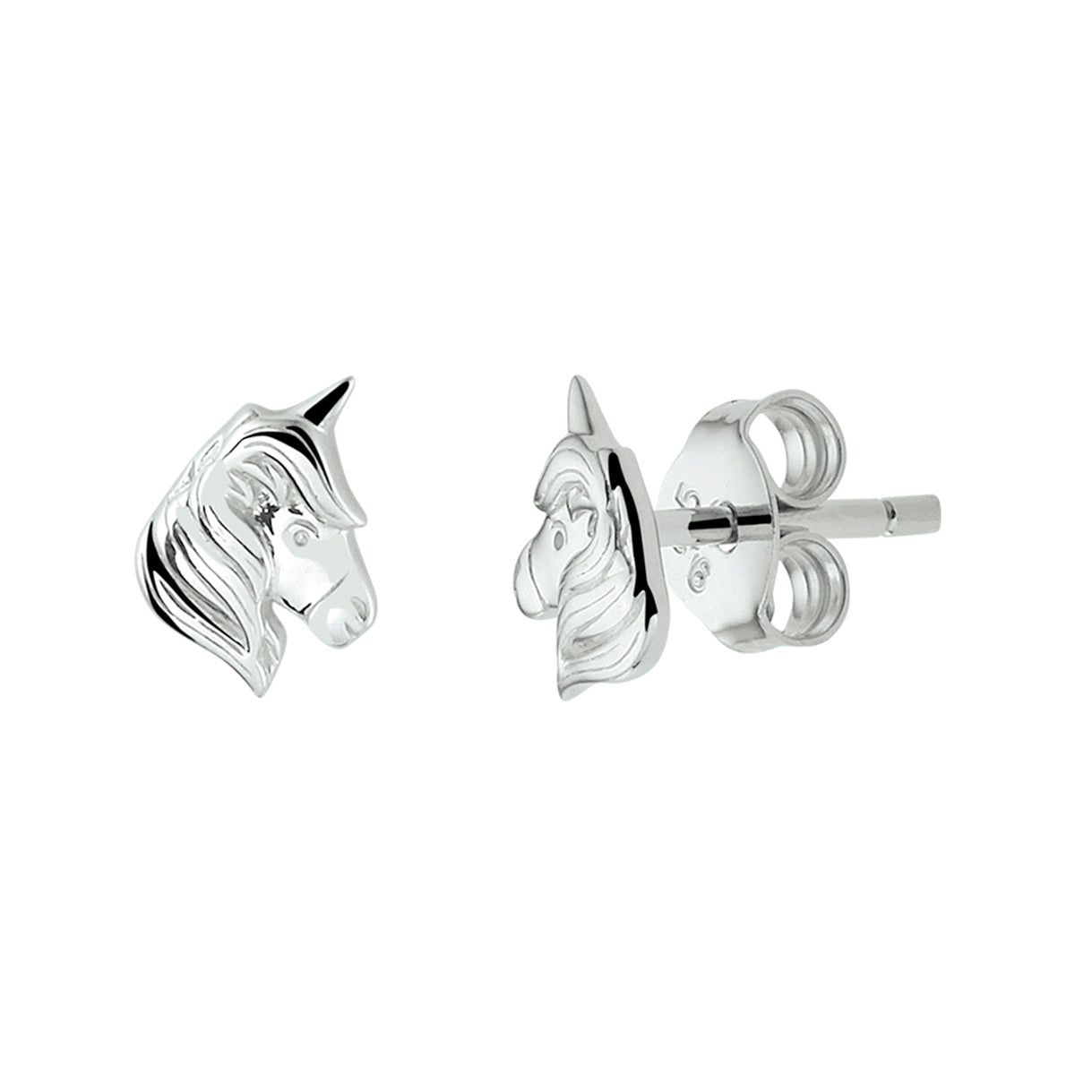 Ohrstecker aus rhodiniertem Einhorn-Silber