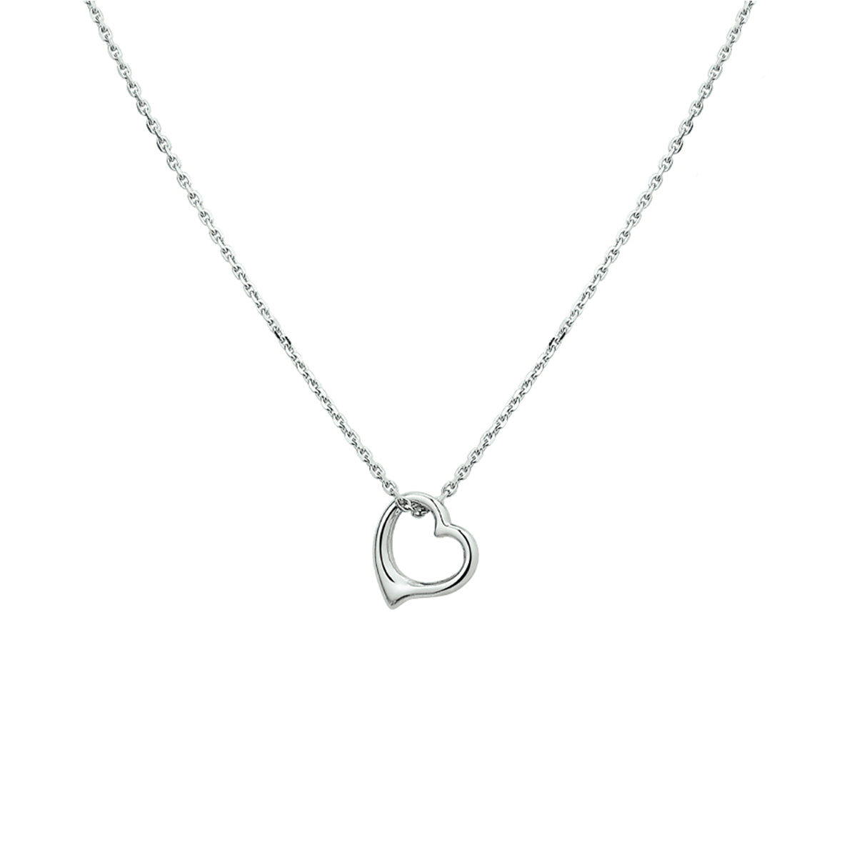 Halskette Herz 41 + 4 cm Silber rhodiniert