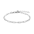 Armband Büroklammer Vierkantrohr 2,3 mm 15,5 + 2,5 cm Silber rhodiniert
